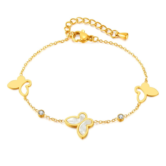 OPK GS1568 Stainless Steel Personalized Hollow Butterfly Zirconia Bracelet My Store