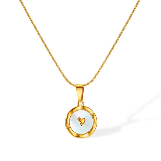 Stainless Steel Round Heart Pendant Temperament Collarbone Chain My Store