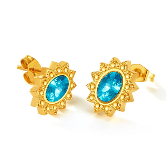 OPK GE944 1pair Vintage Simple Diamond Earrings Stainless Steel Gold-Plated Earrings My Store