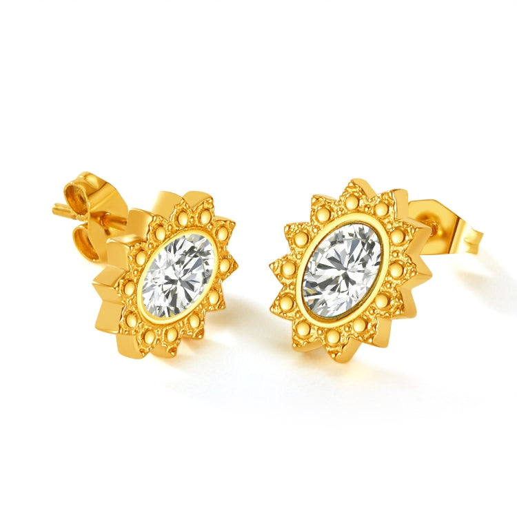 OPK GE944 1pair Vintage Simple Diamond Earrings Stainless Steel Gold-Plated Earrings My Store