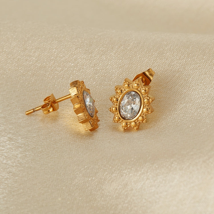 OPK GE944 1pair Vintage Simple Diamond Earrings Stainless Steel Gold-Plated Earrings My Store