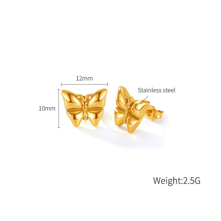 OPK GE942 1pair Vintage Temperament Stainless Steel Stereo Butterfly Earrings My Store