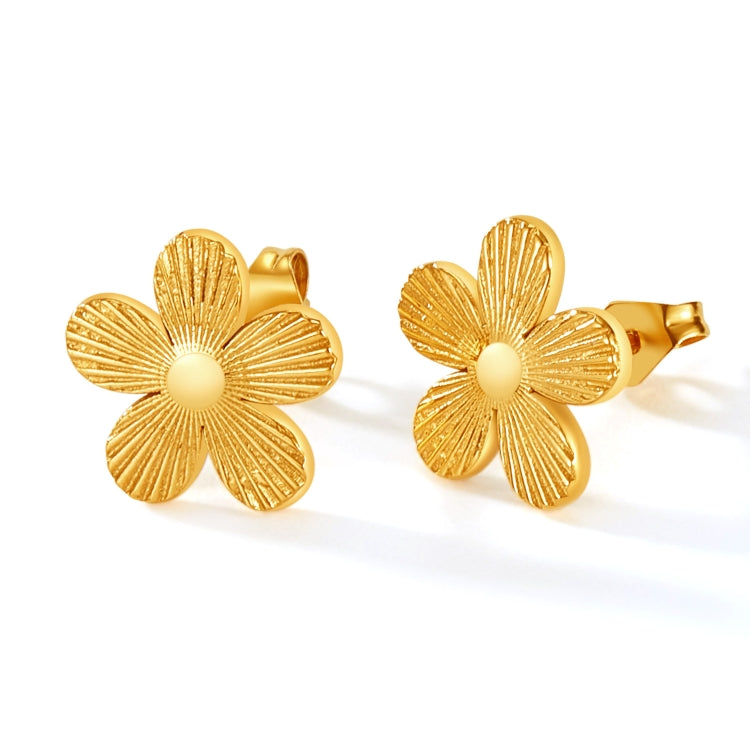 OPK GE941 1pair Vintage Stainless Steel Flower Earrings My Store