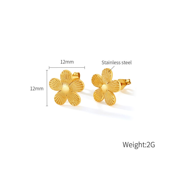 OPK GE941 1pair Vintage Stainless Steel Flower Earrings My Store