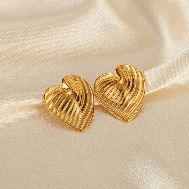 1pair Simple Stainless Steel Heart Ruffled Earrings-Reluova