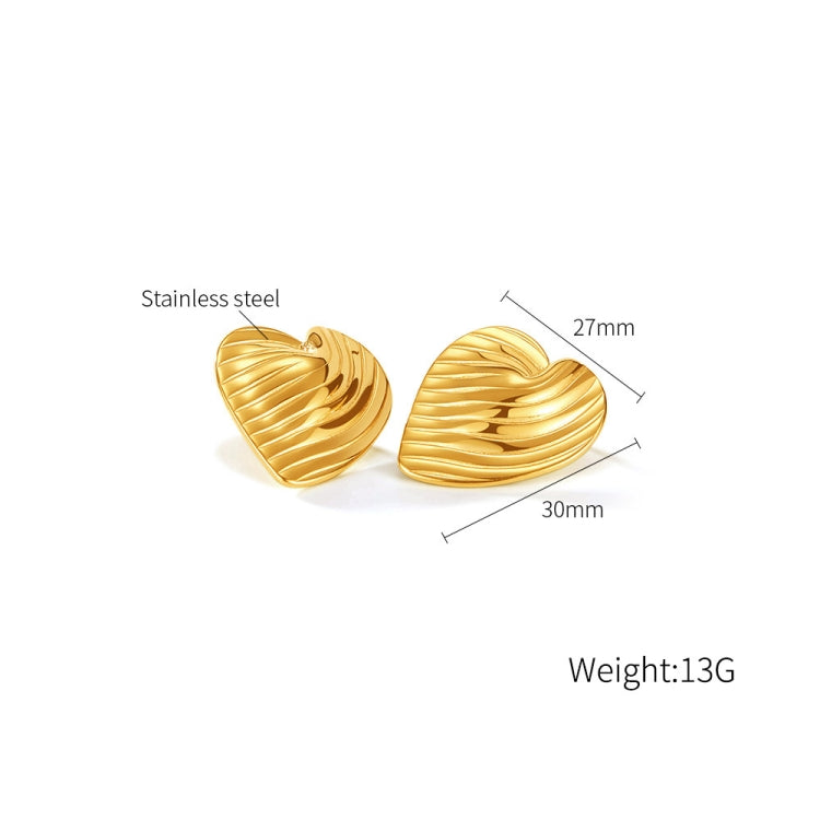 1pair Simple Stainless Steel Heart Ruffled Earrings-Reluova