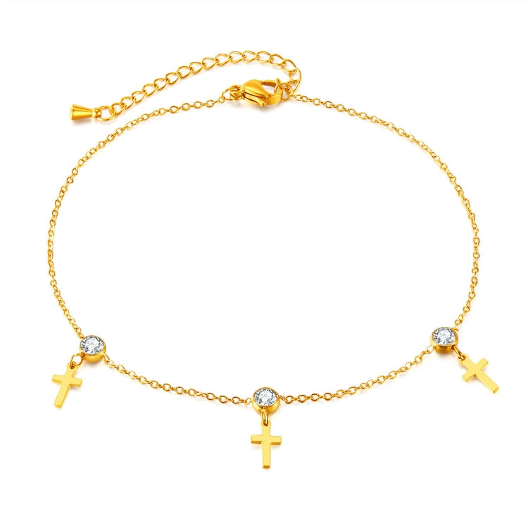 OPK GZ195 Stainless Steel Cross Zirconia Small Accessories Simple Anklets My Store