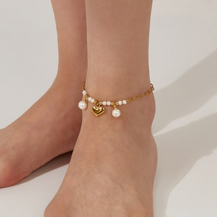 OPK GZ202 Stainless Steel Love Pearl Anklets My Store