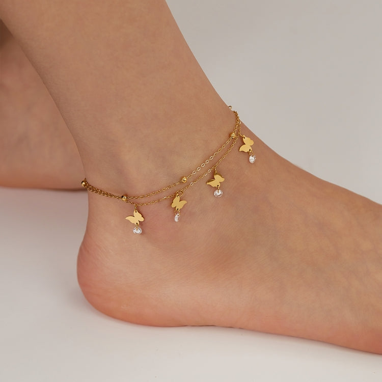 OPK GZ200 Double Layers Stainless Steel Butterfly Anklets My Store