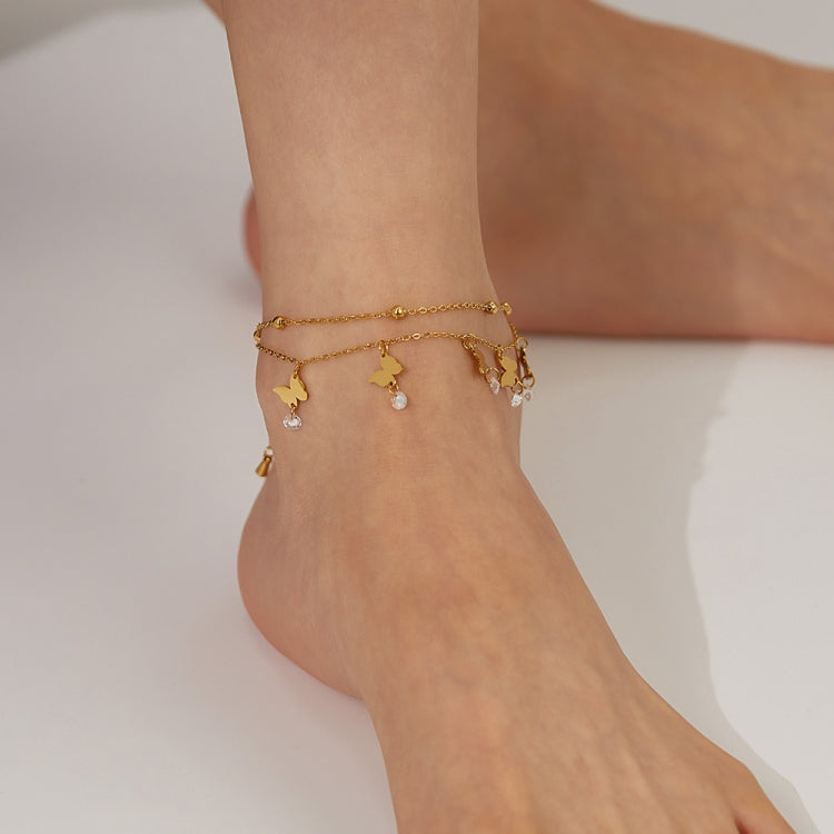 OPK GZ200 Double Layers Stainless Steel Butterfly Anklets My Store