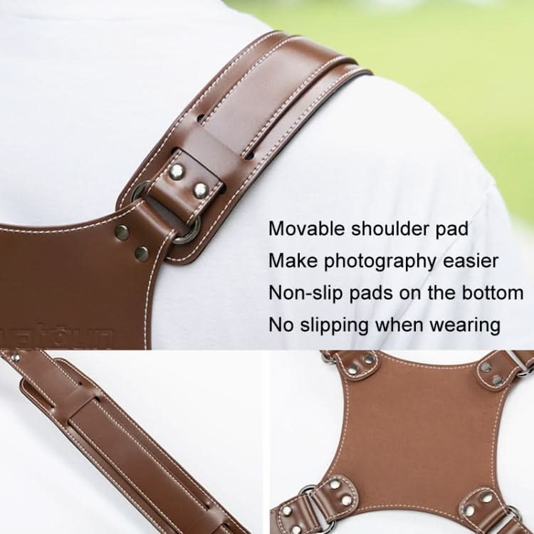 Cwatcun H90 Dual Camera Leather Strap Adjustable Multi-functional Convenient Camera Shoulder Strap My Store