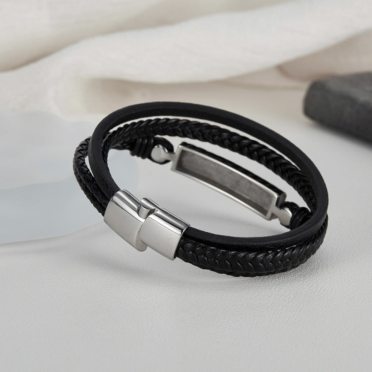 Simple Stainless Steel Glossy Multi-Layer Braided Leather Bracelet My Store