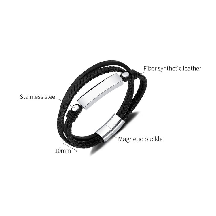 Simple Stainless Steel Glossy Multi-Layer Braided Leather Bracelet My Store