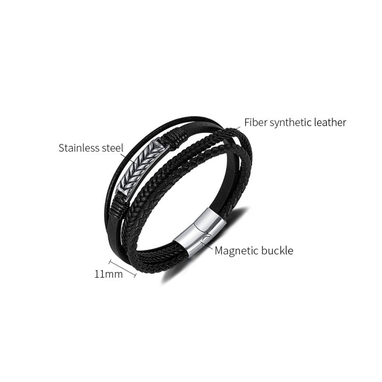 Personalized Retro Stainless Steel Multi-Layer Braided Magnetic Buckle Bracelet My Store