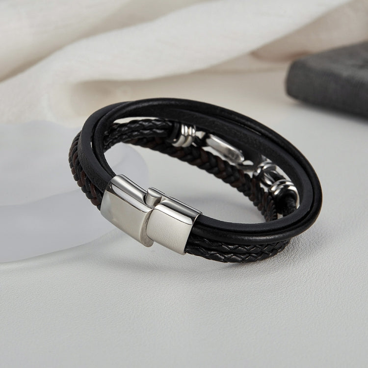 Stainless Steel Vintage Multi-Layer Braided Leather Bracelet My Store