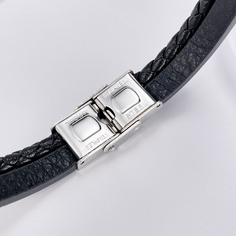 Stainless Steel Vintage Anchor Personalized Double Woven Leather Bracelet My Store