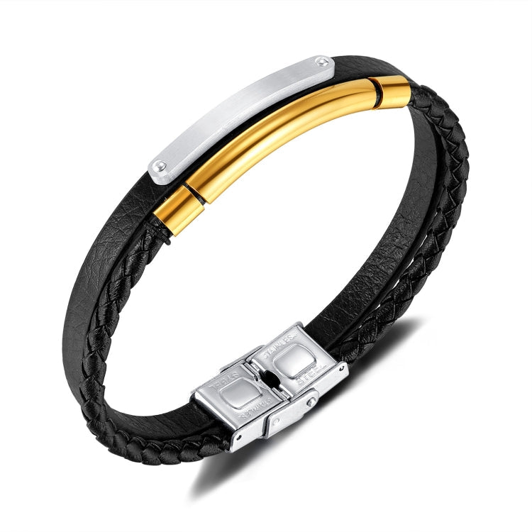 Stainless Steel Minimalist Glossy Double Leather Woven Bracelet My Store