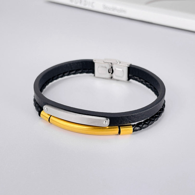 Stainless Steel Minimalist Glossy Double Leather Woven Bracelet My Store