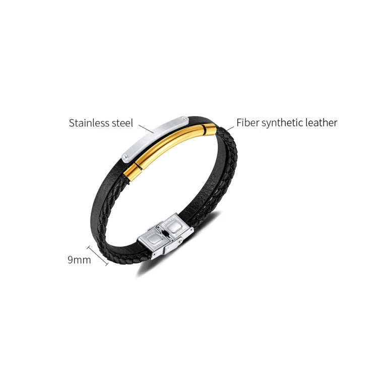 Stainless Steel Minimalist Glossy Double Leather Woven Bracelet My Store