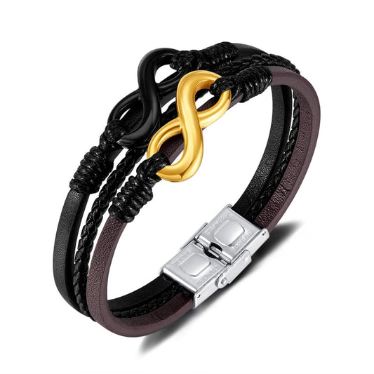 Personalized Stainless Steel Braided Multi-Layer Leather Bracelet My Store