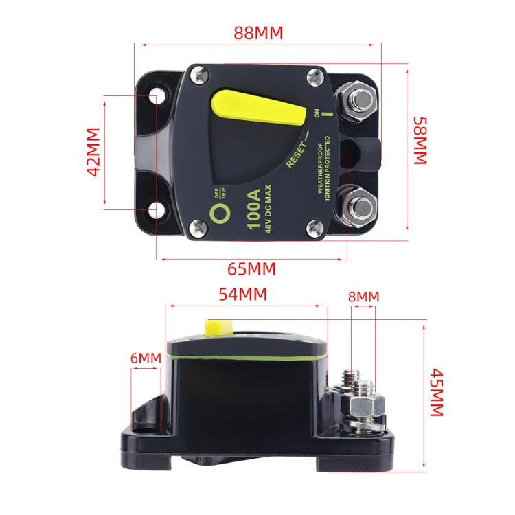 RV Yacht Manual Reset Ignition Protection Fuse Switch With Terminal Accessories