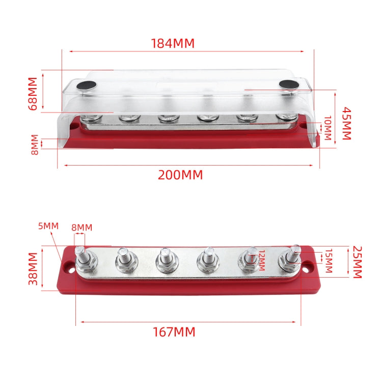 M8 Stud RV Yacht 6-way Nylon Flame Retardant Base DC Busbar ÎҵÄÉ̵ê