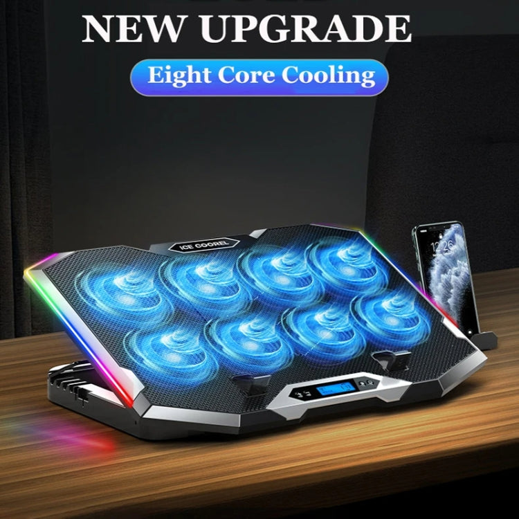 ICE COOREL 8-Fans Adjustable Laptop Stand Radiator With RGB Ambient Light My Store