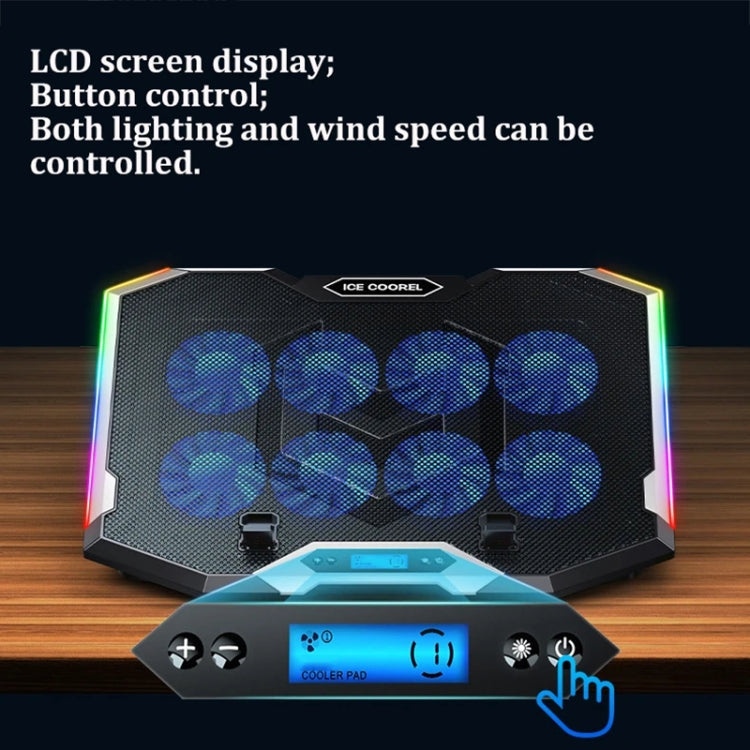 ICE COOREL 8-Fans Adjustable Laptop Stand Radiator With RGB Ambient Light My Store