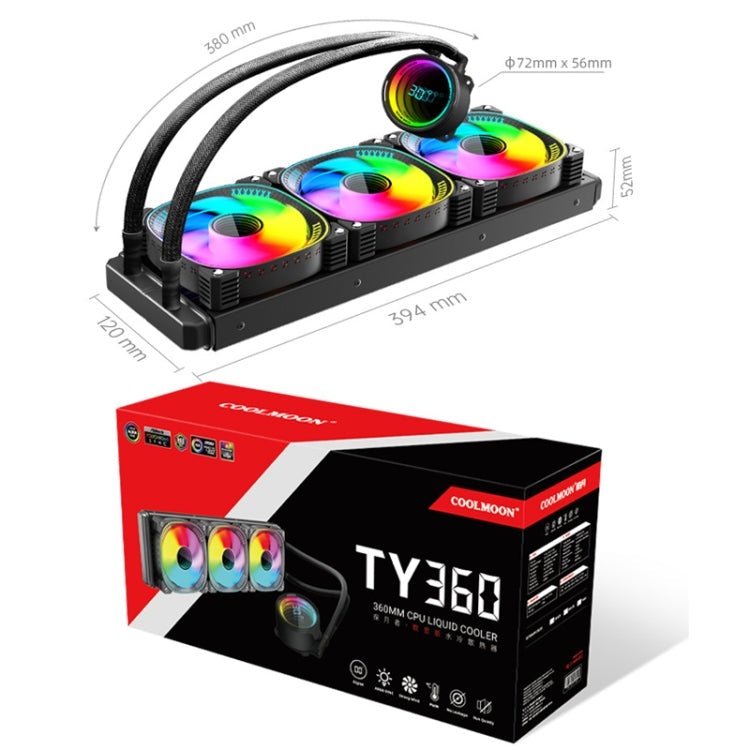 COOLMOON CM-YM-360T Computer ARGB Temperature Display Lens Multi-Platform Integrated CPU Cooler