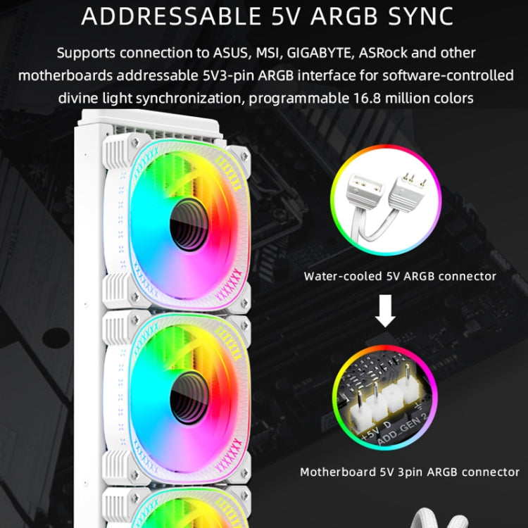 COOLMOON CM-YM-360T Computer ARGB Temperature Display Lens Multi-Platform Integrated CPU Cooler