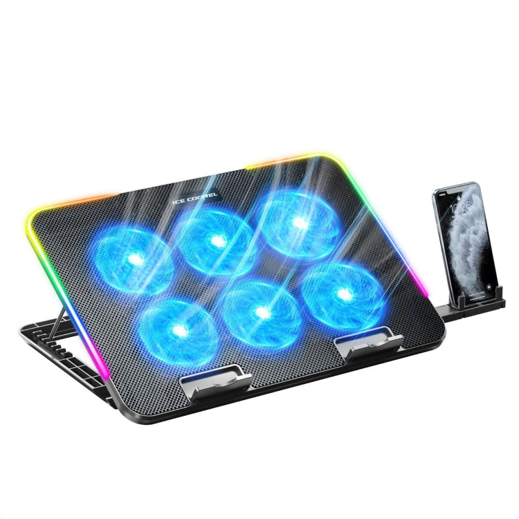 ICE COOREL A9R 6-fans Adjustable Laptop Stand Radiator with RGB Atmosphere Light My Store