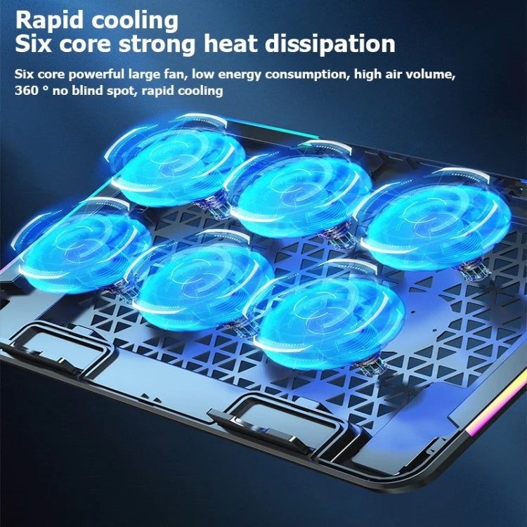 ICE COOREL A9R 6-fans Adjustable Laptop Stand Radiator with RGB Atmosphere Light My Store