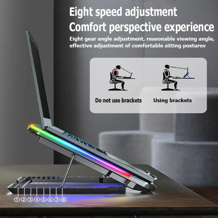 ICE COOREL A9R 6-fans Adjustable Laptop Stand Radiator with RGB Atmosphere Light My Store