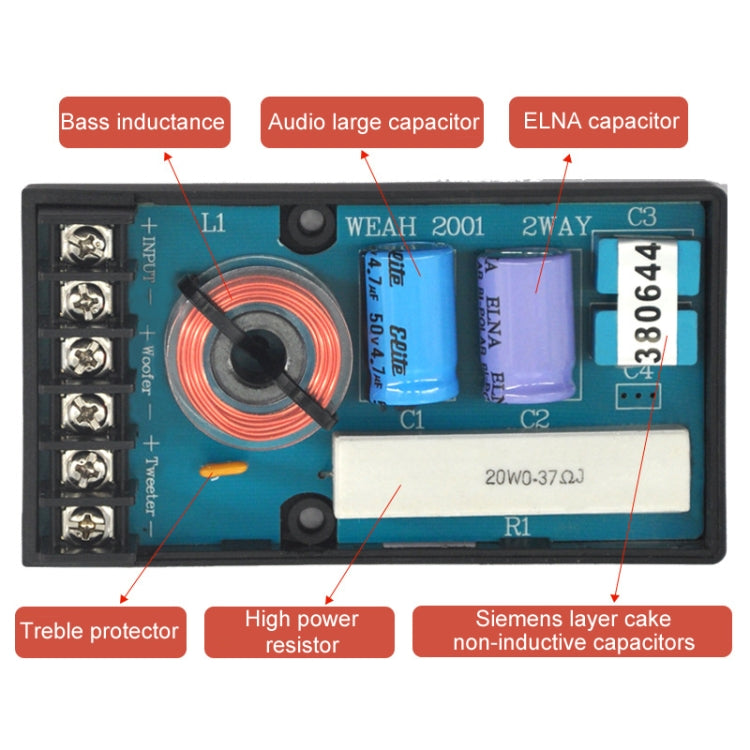 WEAH-2001 High And Low 2-Way Audio Crossover Car Speaker Conversion Divider Reluova
