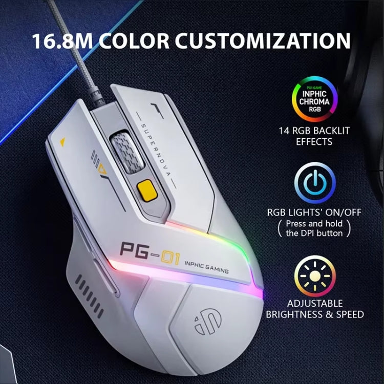 Inphic PG1 RGB Light Emitting Computer Gaming Wired Mouse