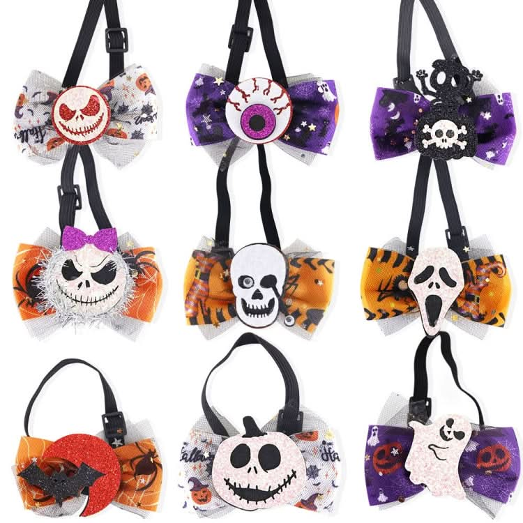 Halloween Pet Cartoon Decorative Bow Tie Adjustable Elastic Rope Collar - Reluova