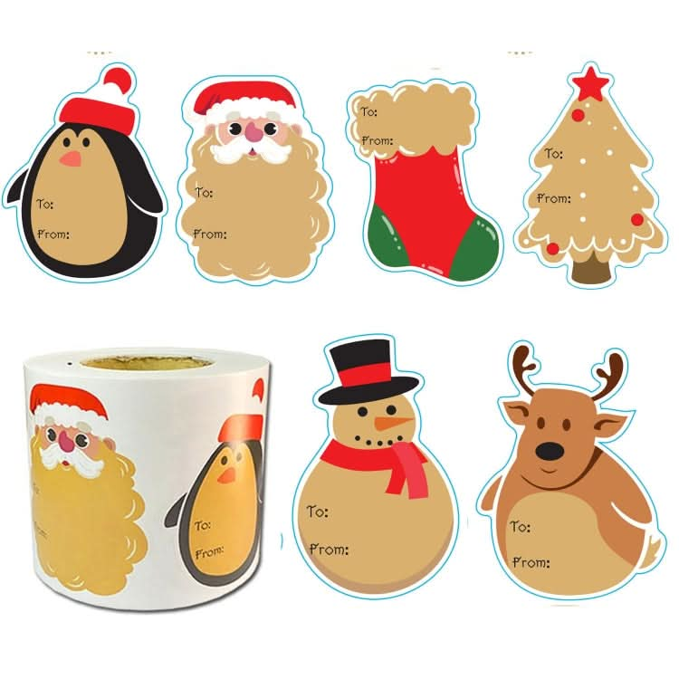 200pcs/Roll Christmas Decoration Stickers Holiday Gift Tag Tape(75x55mm)-Reluova