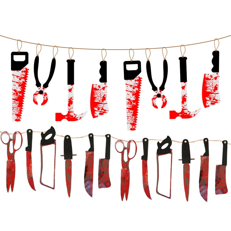 Halloween Imitation Blood Knife Pendant Decorative Flag Haunted House Door Curtain