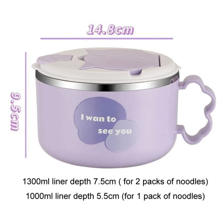 304 Stainless Steel Instant Noodle Bowl Student Lunch Box With Lid Drainable Thermal Bowl-Reluova