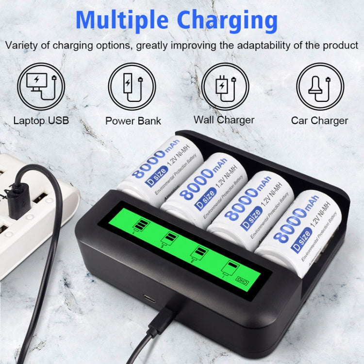 Eight-Slot LCD Multifunctional Battery Charger AA / AAA / C / D Charger Reluova