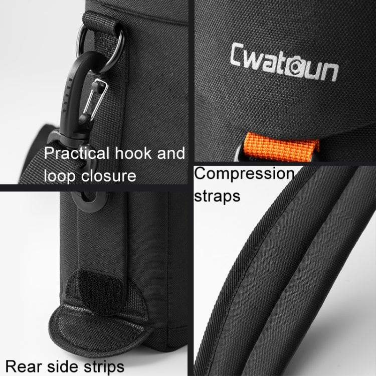 Cwatcun D157 DSLR Camera Lens Barrel Shockproof Thickened Digital Lens Bag Flip Lens Pouch