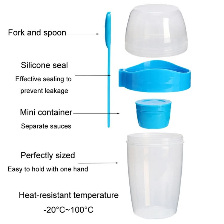 Portable Salad Cup With Lid And Fork Breakfast Cup Sealed Leak-Proof Food Cup Reluova