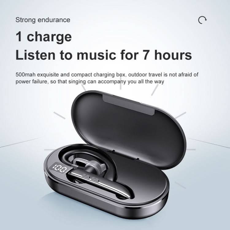 Bluetooth Earphone With Digital Display Charging Compartment Wireless Earphone For Car Talking Noise Reduction