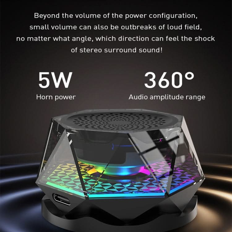 Magnetic Diamond Bluetooth Speaker with RGB Color Light Portable Phone Stand