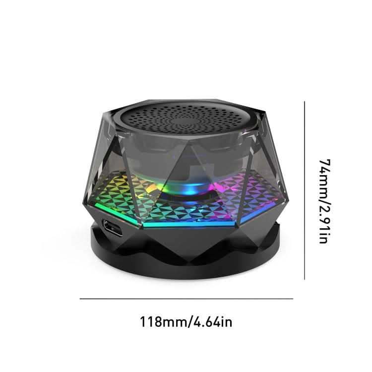 Magnetic Diamond Bluetooth Speaker with RGB Color Light Portable Phone Stand