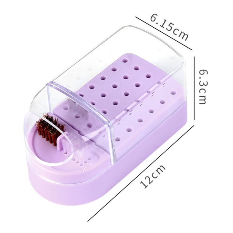 30 Holes Nail Art Drill Bits Storage Box Dustproof Display Rack With Cleaning Brush(White)-Reluova