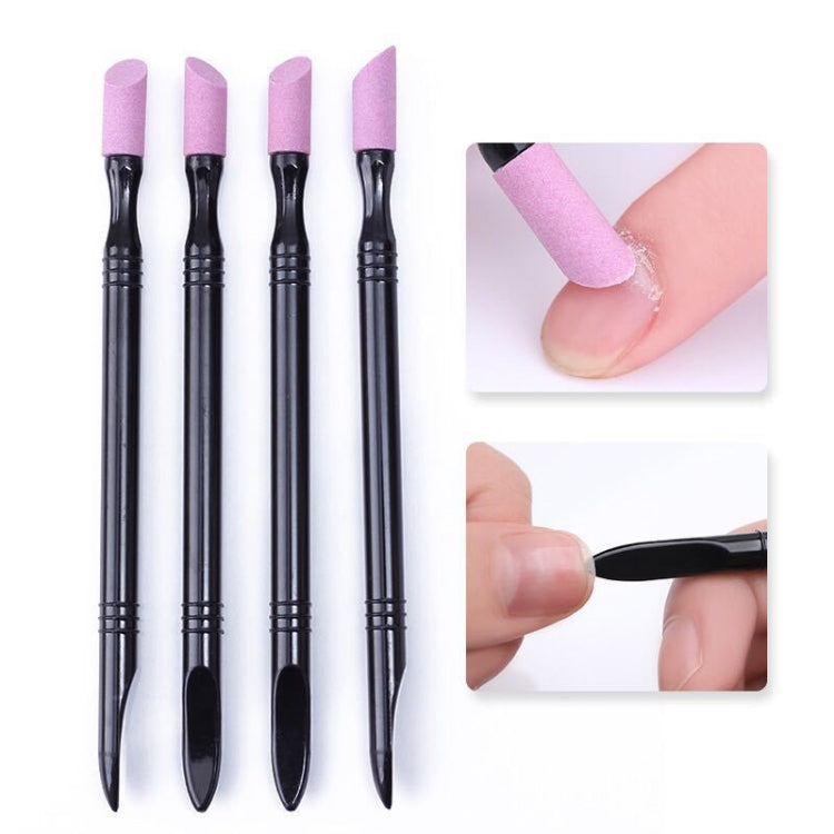 5pcs /Set Double-ended Quartz Pen For Dead Skin Remover Multifunctional Manicure Tool Nail Polish Pen, Colorful: Black-Reluova