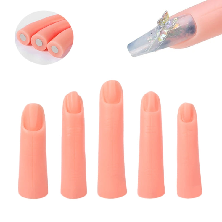 5pcs /Set Nail Art Silicone Fake Fingers Insertable Nail Piece Practice Finger Molds, Style: With Magnet-Reluova