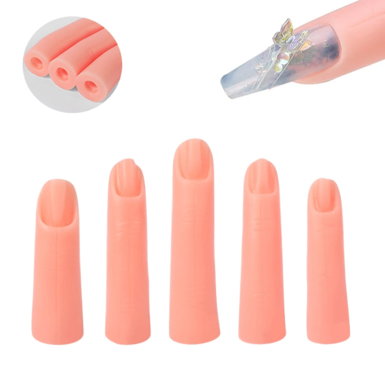 5pcs /Set Nail Art Silicone Fake Fingers Insertable Nail Piece Practice Finger Molds, Style: Without Magnet-Reluova