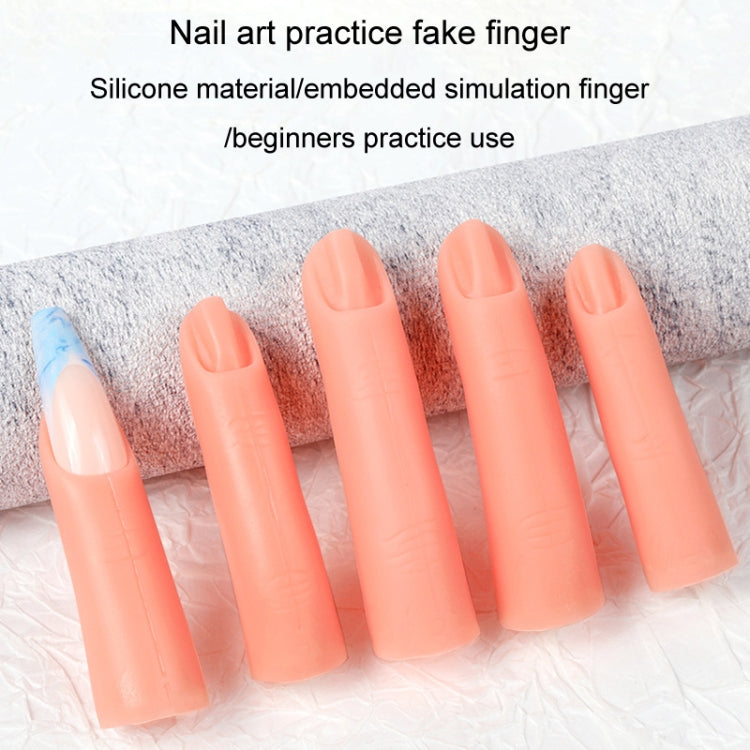 5pcs /Set Nail Art Silicone Fake Fingers Insertable Nail Piece Practice Finger Molds, Style: Without Magnet-Reluova